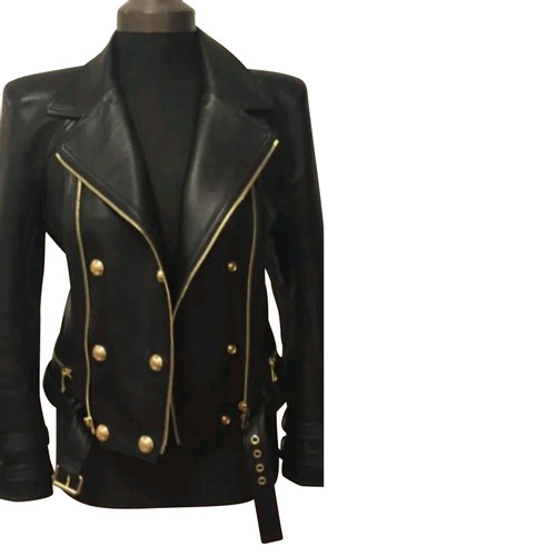 BALMAIN X H&M Women's Jacke/Mantel aus Leder in Schwarz