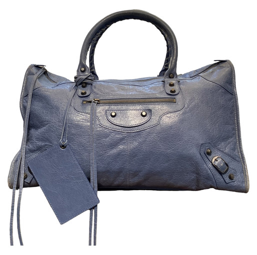 BALENCIAGA Damen City Bag aus Leder in Blau | Second Hand