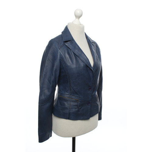 OAKWOOD Damen Jacke/Mantel aus Leder in Blau Größe: L