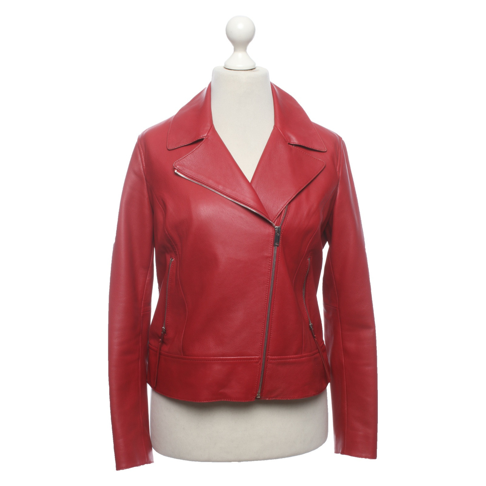 MASSIMO DUTTI Women's Jacke/Mantel aus Leder in Rot Size: L