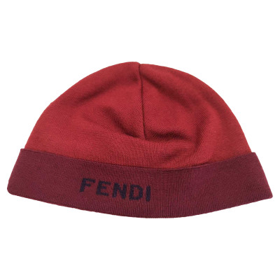 Fendi Hut/Mütze aus Wolle in Bordeaux