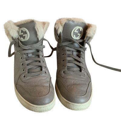 Gucci Sneakers Leer in Taupe