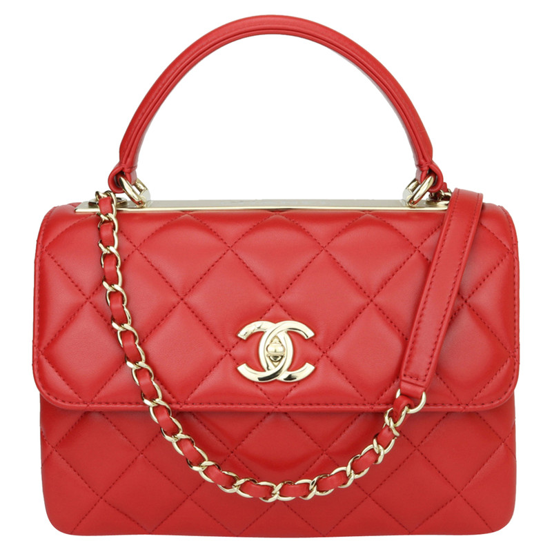 chanel flap bag with top handle red