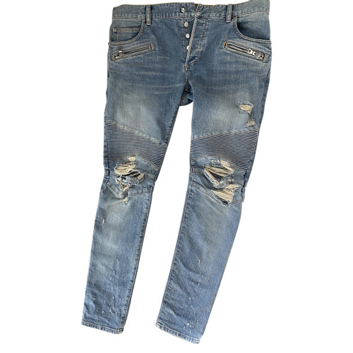 BALMAIN Dames Jeans aus Baumwolle in Blau in Maat: W 33 L 32