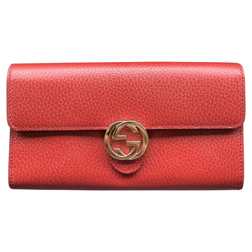 GUCCI Damen Täschchen/Portemonnaie aus Leder in Rot