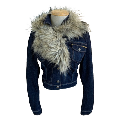 GUESS Damen Jacke/Mantel aus Baumwolle in Blau Größe: XS