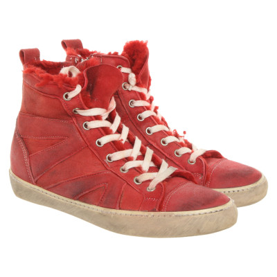 Leather Crown Trainers Suede in Red