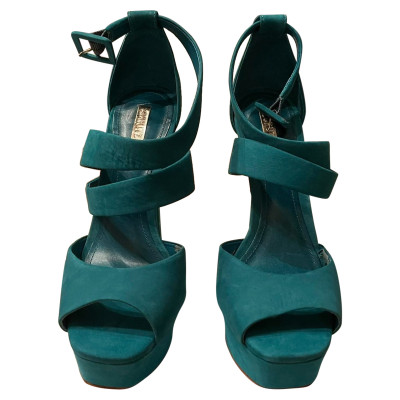 Schutz Sandals Suede in Turquoise