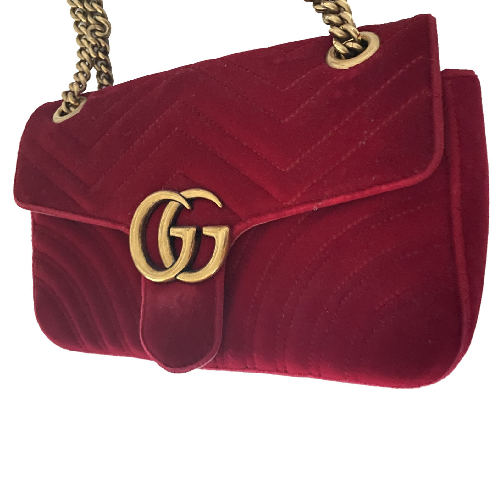 GUCCI Women's GG Marmont Velvet Shoulder Bag in Rot