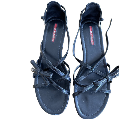 PRADA Damen Sandalen aus Leder in Schwarz Größe: EU 36
