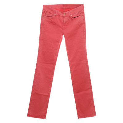 7 For All Mankind Paire de Pantalon en Coton en Rouge