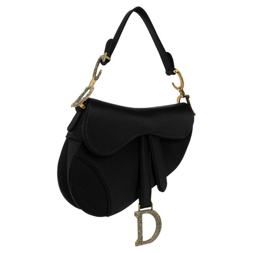 DIOR Women's Saddle Bag mini 21 cm aus Seide in Schwarz
