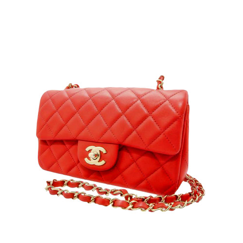 CHANEL Women's Classic Flap Bag New Mini aus Leder in Rot