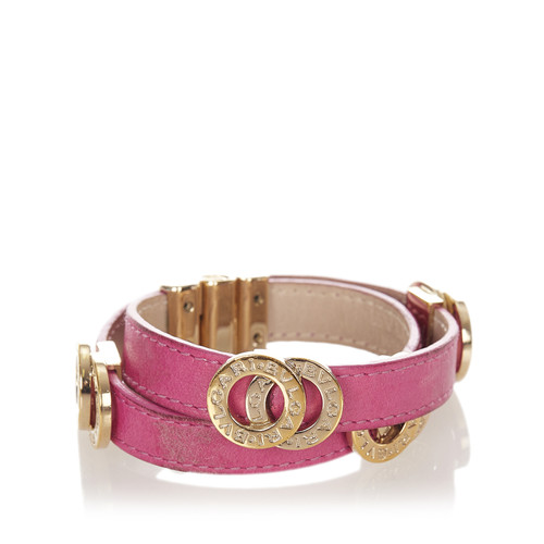BULGARI Damen Armreif/Armband aus Leder in Rosa / Pink