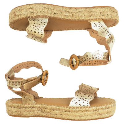 Anthropology Sandals Leather in Gold