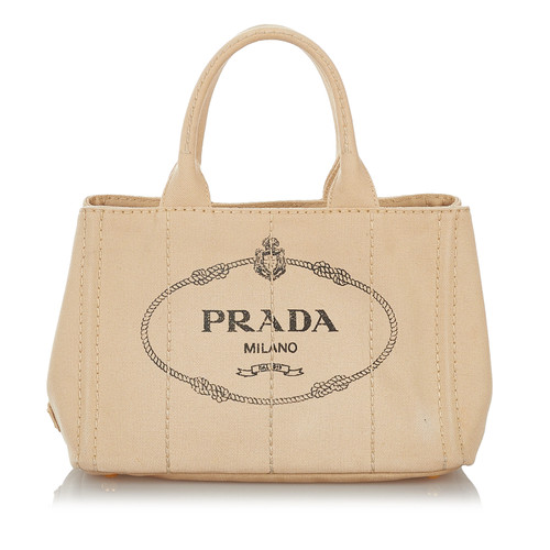 PRADA Women's Handtasche aus Canvas in Beige | Second Hand