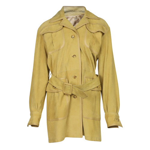 HERMÈS Women's Jacke/Mantel aus Wildleder in Gelb Size: M