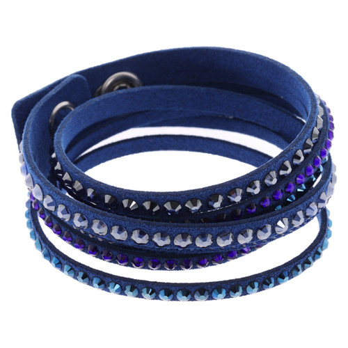 SWAROVSKI Damen Armreif/Armband aus Leder in Blau | REBELLE