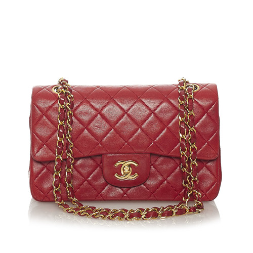 CHANEL Damen Classic Flap Bag Small aus Leder in Rot