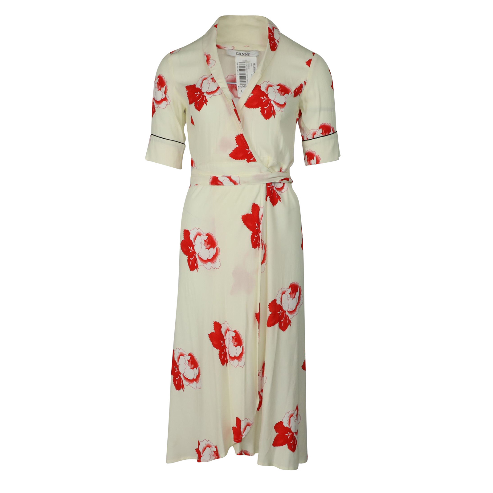 GANNI Damen Kleid aus Viskose in Weiß Größe: FR 36