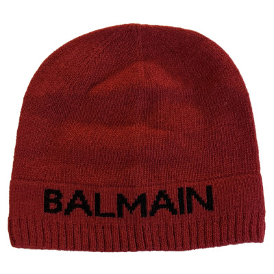 Balmain Cappello/Berretto in Cotone in Rosso