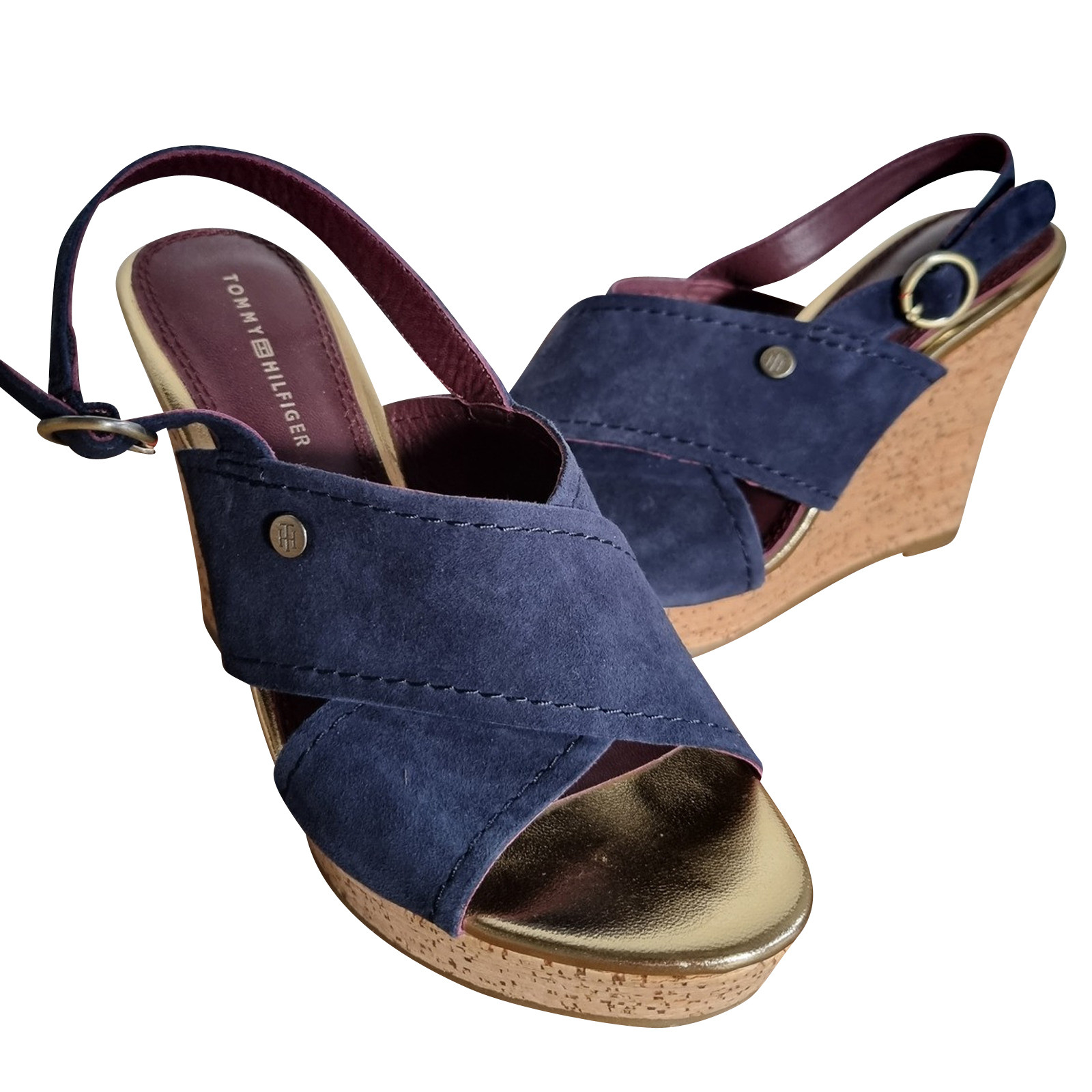 TOMMY HILFIGER Women's Sandals Leather in Blue Size: EU 36