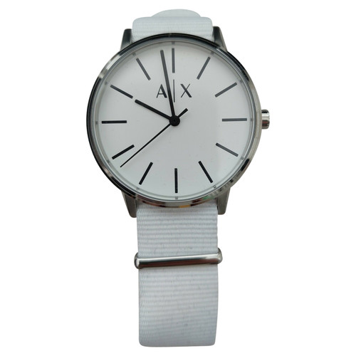 ARMANI EXCHANGE Damen Armbanduhr aus Baumwolle in Weiß