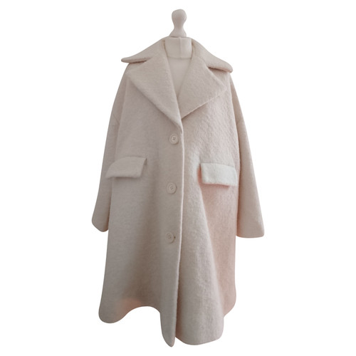 GANNI Damen Jacke/Mantel aus Wolle in Creme Größe: S
