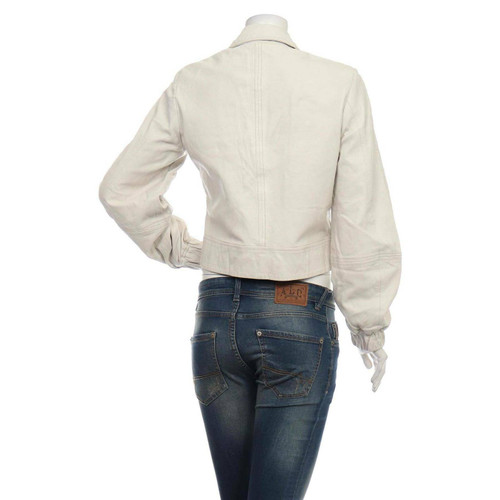 IBANA Damen Jacke/Mantel aus Leder in Creme Größe: DE 38