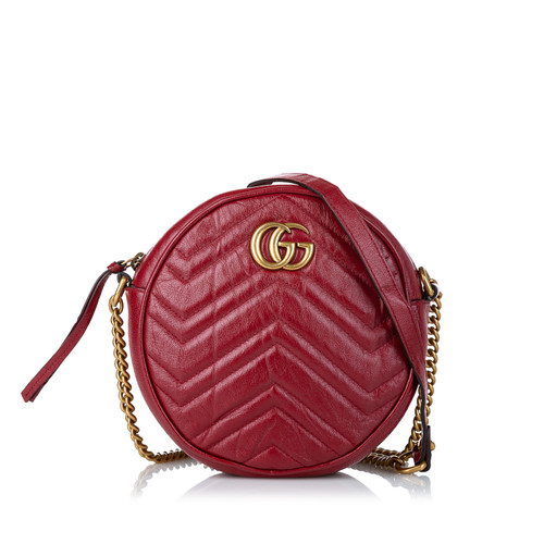 GUCCI Dames GG Marmont Small Shoulder Bag Leer in Rood