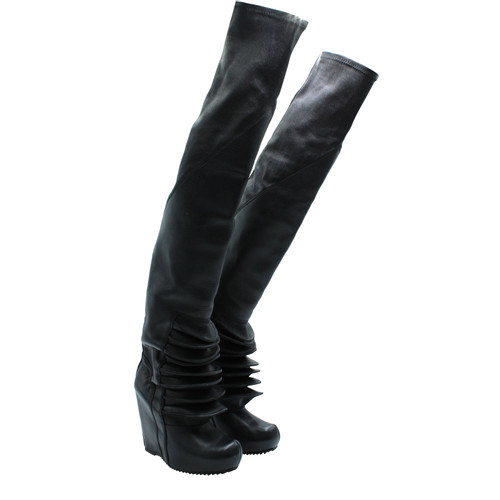 RICK OWENS Women's Stiefel aus Leder in Schwarz Size: US 7,5