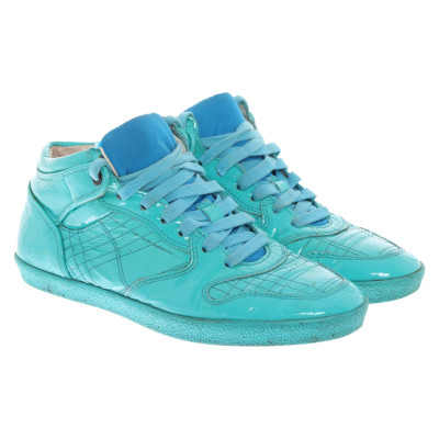 Burberry Trainers Patent leather in Turquoise