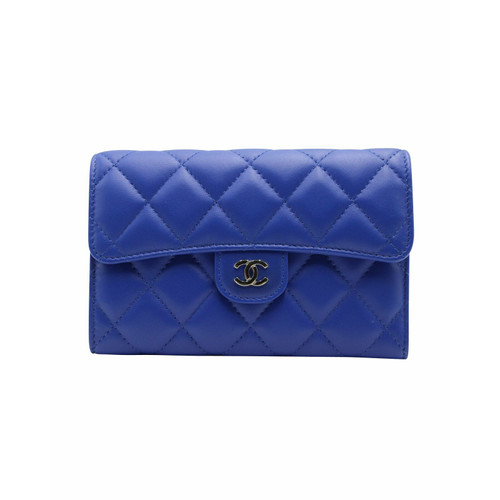CHANEL Donna Täschchen/Portemonnaie aus Leder in Blau