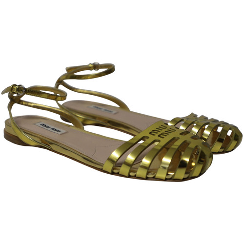 MIU MIU Women's Sandalen aus Leder in Gold Size: EU 37