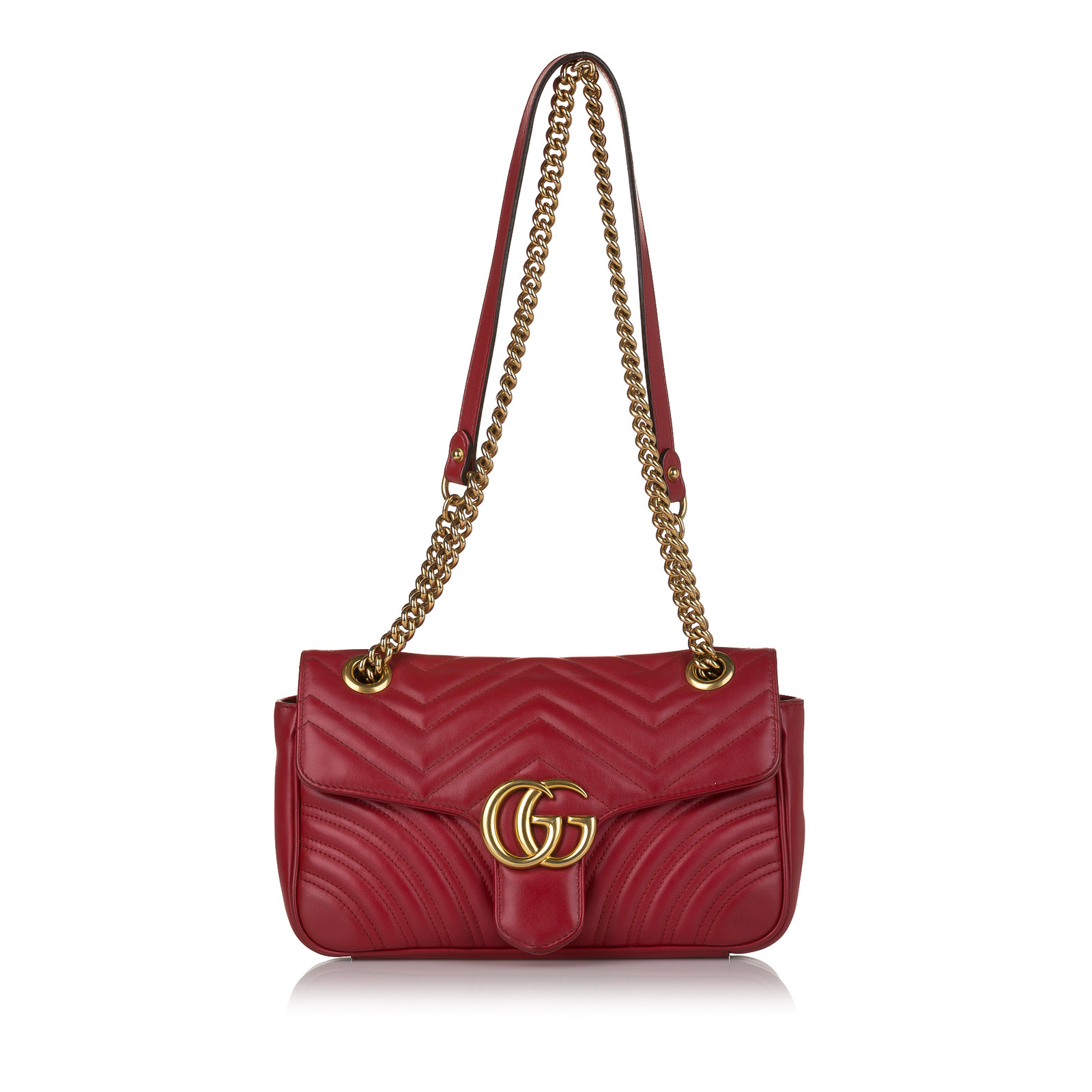GUCCI Women's GG Marmont Flap Bag Normal aus Leder in Rot