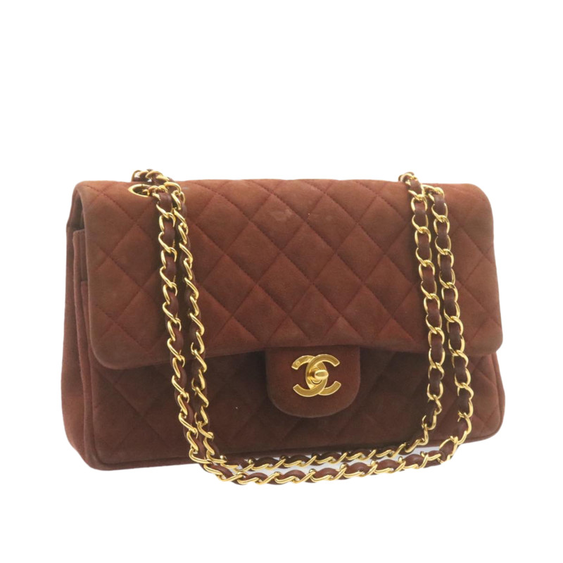 CHANEL Dames Classic Flap Bag Su de in Bruin Tweedehands