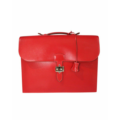 Hermès Sac A Depeches aus Leder in Rot