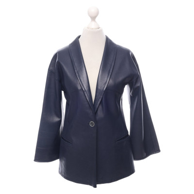 Giorgio Armani Jacket/Coat Leather in Blue