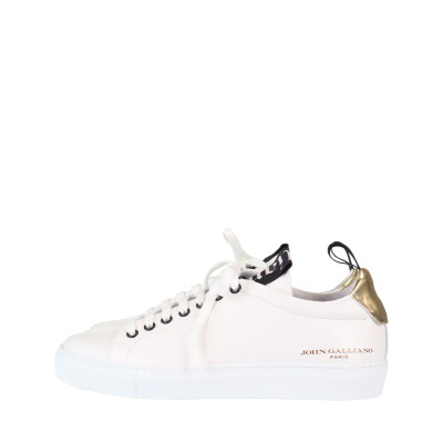 John Galliano Sneaker in Pelle in Bianco