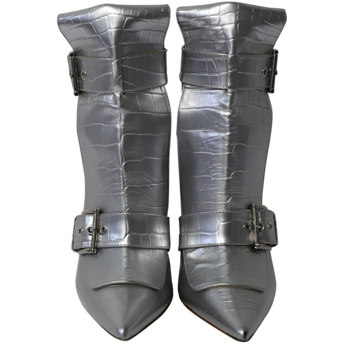Alexander McQueen Stiefeletten aus Leder in Silbern