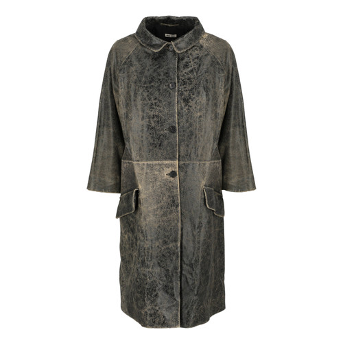 MIU MIU Women's Jacke/Mantel aus Leder in Beige Size: IT 42
