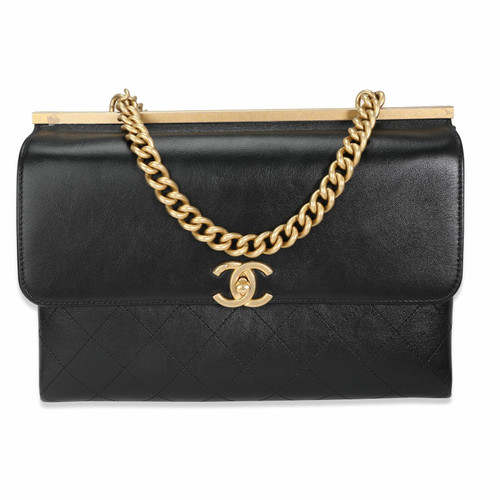 CHANEL Damen Coco Luxe Flap Bag Small 23 aus Leder in Grau