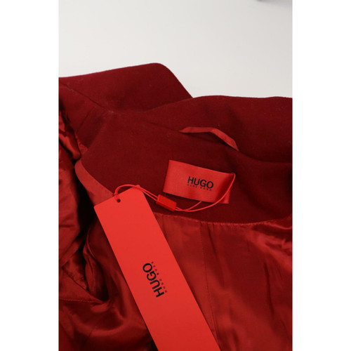 HUGO BOSS Damen Jacke/Mantel aus Wolle in Rot Größe: DE 40