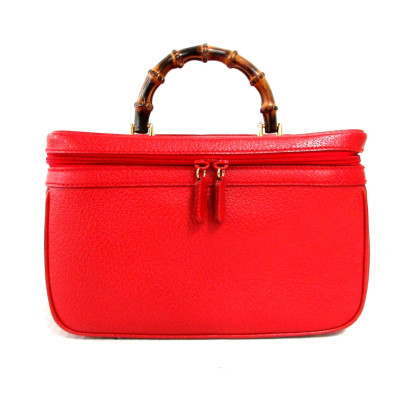 Gucci Bamboo Shopper Leer in Rood