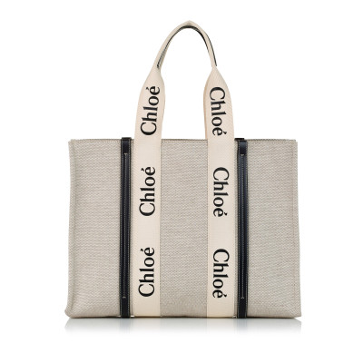 Chloé Tote Woody Large Cotton in White