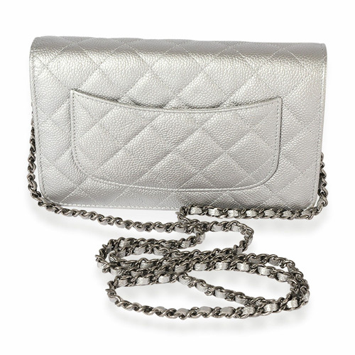 Chanel Wallet on Chain aus Leder in Grau