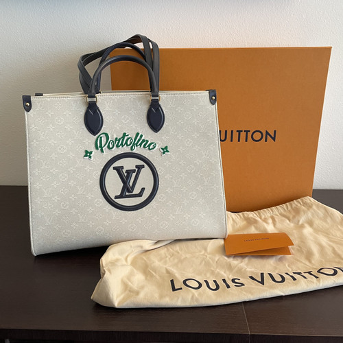 Cabas onthego en toile Louis Vuitton Blanc en Toile - 34882883