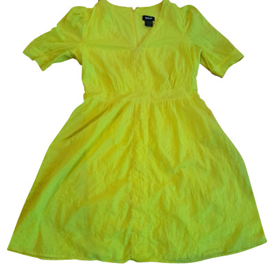 Dkny Kleid aus Baumwolle in Gelb