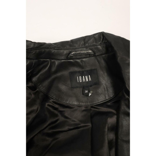 IBANA Damen Jacke/Mantel aus Leder in Schwarz Größe: DE 36