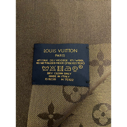 Foulard Louis Vuitton monogram shine Brown Polyester Wool Viscose
